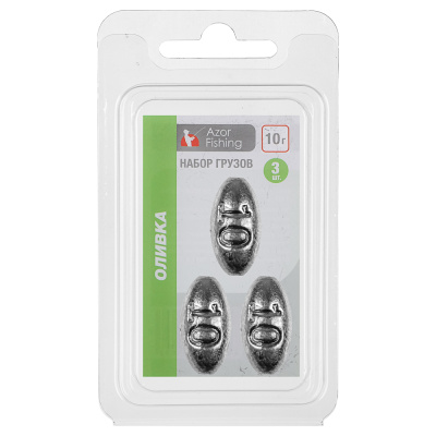 Набор грузов "Оливка" тм AZOR FISHING, 3шт, 2г, 4г, 6г, 8г, 10г, 5 видов