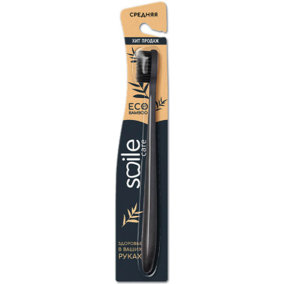 Зубная щетка SMILE CARE Eco Bamboo, с бамбуковым углем, средняя жесткость