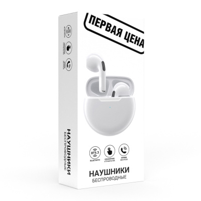 Наушники беспроводные TWS BY Promo LitePods, вкладыши, 28/150 mAh, BT:5.3, белый