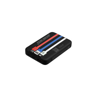 BY Аккумулятор мобильный Светящийся 10000мАч, USB-A,USBC,встр.каб.,QC,PD,22.5W, Герб, короб. белая