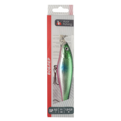 Воблер "Дип Шэд Минноу" тм AZOR FISHING, SP, 9,2гр, 110мм, 1,0-2,0м, 5 цветов