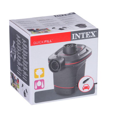 INTEX Насос электрический 12В Quick-Fill от прикуривателя, 650л/м, 3 насадки в комплекте, 66636