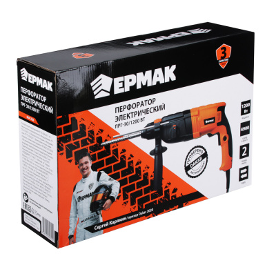 ЕРМАК Перфоратор электр. ПРГ-30/1200Вт, горизонт., SDS plus (кейс) набор буров