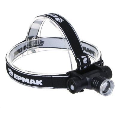 Фонарь налобный тм ЕРМАК, CREE XPE LED, 4 режима, 1200мАч, 8,3х3,8х7,3см, USB кабель, пластик