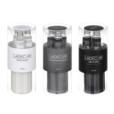 LADECOR Ароманабор лампа и масло, 3штx10мл, с ароматами, (Lavender&vanilla/Lime&basil/Dry wood)