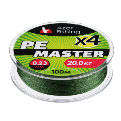 Леска плетеная "PE Мастер" тм AZOR FISHING, 100м, 0,23мм, 20,0кг, зеленая