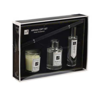 NEW GALAXY Набор Home ароматизатор-диффузор, спрей и свеча, 60, 30мл 50г wood sage,white flower,pear