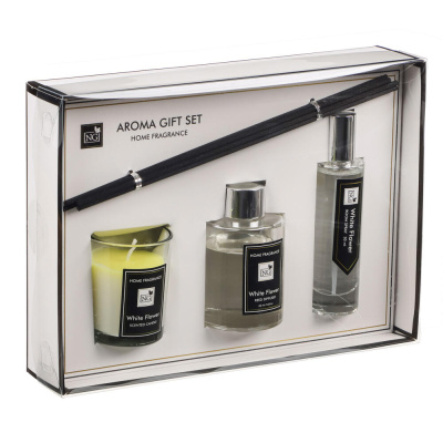 NEW GALAXY Набор Home ароматизатор-диффузор, спрей и свеча, 60, 30мл 50г wood sage,white flower,pear