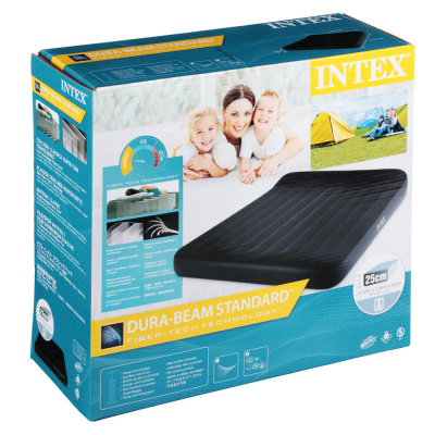INTEX Матрас надувной PILLOW REST с подголовником, 203x183x25см, до 272кг, 64144