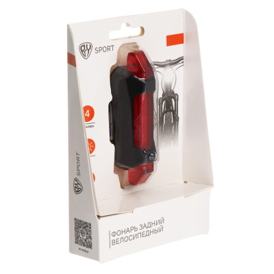 Фонарь велосипедный задний, тм BY SPORT, 4 режима, 5LED, USB 3.7V