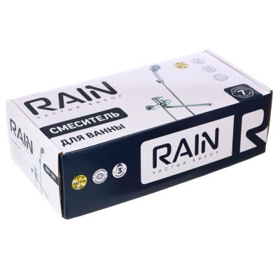 RAIN Смеситель для ванны Гранат, прямой излив 35см, душ. набор, картридж 35мм, латунь, хром