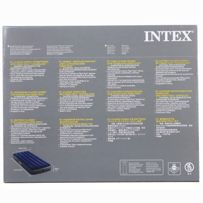 INTEX Матрас надувной CLASSIC DOWNY, с технологией ФАЙБЕР-ТЭК, 191х76x25см, до 136кг, 64756