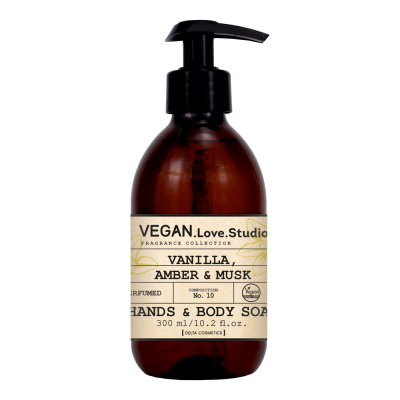 Парфюмированное мыло для рук и тела VEGAN.Love.Studio Vanilla, Amber, Musk, 300мл