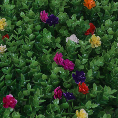 Изгородь искусственная тм INBLOOM, 60x40см, "Самшит с цветами", полипропилен