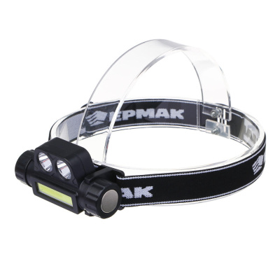Фонарь налобный тм ЕРМАК, COB LED, 2 режима, 800мАч, зарядка USB, пластик, 92х35х45 мм