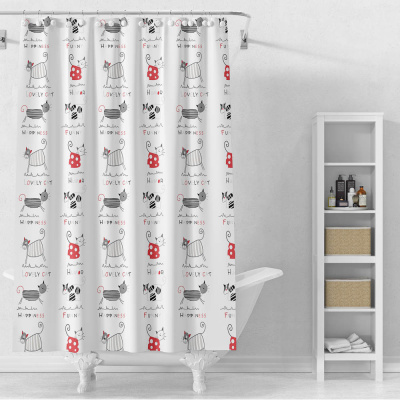 Шторка для ванной тм VETTA Веселые коты, ПЕВА 60г/м2, 180x200см