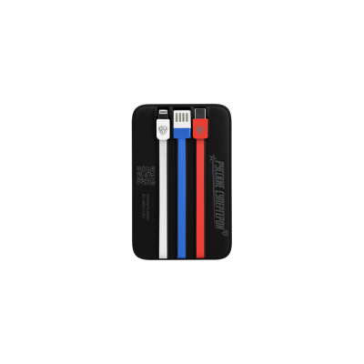 BY Аккумулятор мобильный Светящийся 10000мАч, USB-A,USBC,встр.каб.,QC,PD,22.5W, Герб, короб. синяя