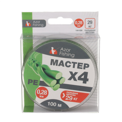 Леска плетеная "PE Мастер" тм AZOR FISHING, 100м, 0,28мм, 29,0кг, зеленая