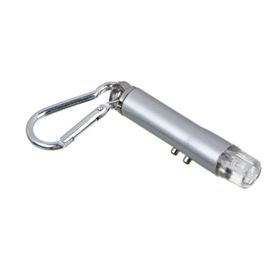 Фонарик-брелок на карабине тм ЕРМАК, 1 LED + УФ + лазер, 3xLR44, алюминий, 6,6х1,2 см