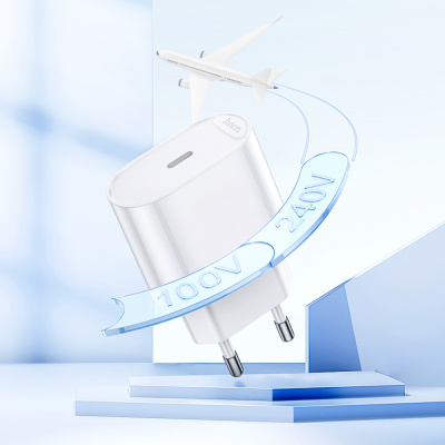 Сетевое зарядное устройство hoco. модель C109A, USB-С PD 20W, цвет: белый