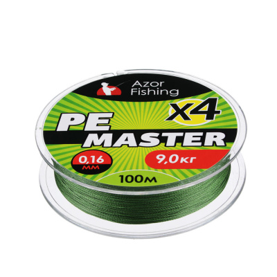 Леска плетеная "PE Мастер" тм AZOR FISHING, 100м, 0,16мм, 9,0кг, зеленая