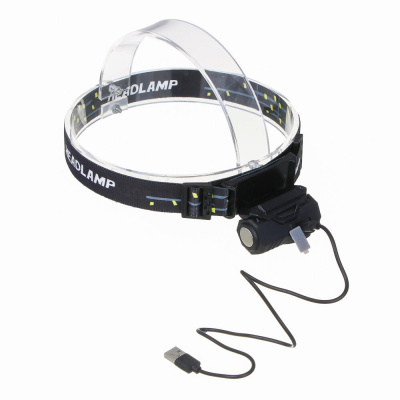 Фонарь налобный тм ЕРМАК,сенсорный,крепление,XPE LED+3LED,9 режимов,500мАч,64х45х34 мм,красный свет