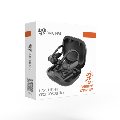 Наушники беспроводные TWS BY SportBuds, внутриканальные, 30/300 мАч, с дужками, BT5.3, чёрный