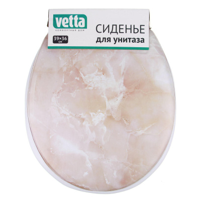 Сиденье для унитаза тм VETTA Мрамор, ПВХ, поролон, 39x36см, бежевый