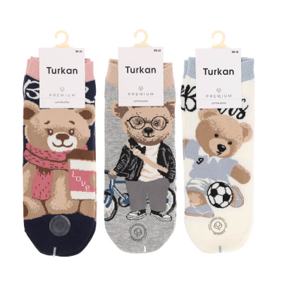 Носки универсальные с рисунком, тм Turkan, р. 36-41, 90%хлопок, 8% п/а, 2%лайкра,разноцветные