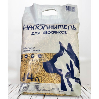 Наполнитель древесный для животных "Наполнитель для Хвостиков" 14л (4кг)