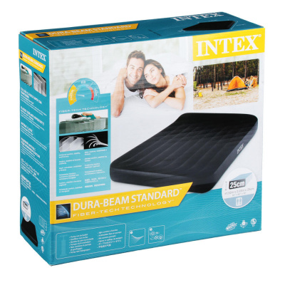 INTEX Матрас надувной PILLOW REST с подголовником, 203x152x25см, до 272кг, 64143