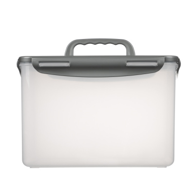 Контейнер герметичный с защелками с ручкой 4,5л, серая крышка, пластик
