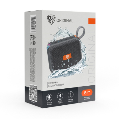 Колонка беспроводная BY WaveX, 8 Вт, 1000мАч,Type-C, microSD, BT5.3, IPX7,ВШГ 10x12x4см, черный