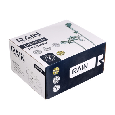 RAIN Смеситель для ванны Кристал, короткий излив, душ. набор, кран-буксы 1/2, латунь, хром