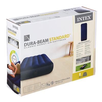 INTEX Матрас надувной CLASSIC DOWNY, с технологией ФАЙБЕР-ТЭК, 191х76x25см, до 136кг, 64756