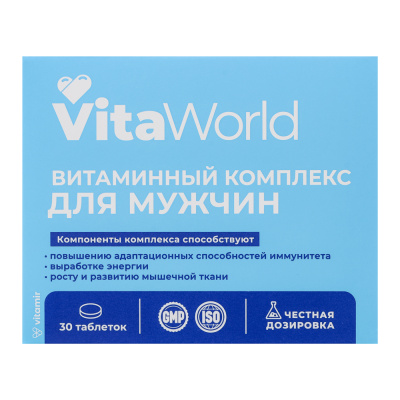 БАД Витаминный комплекс мужской A-Zn Витамир Vitaworld, 30табл