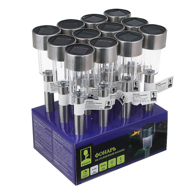 INBLOOM Фонарь на солнечной батарее, 30х4.7см, 1LED, белый, 1.2V 40mAh Ni-MH, пластик, нерж.сталь