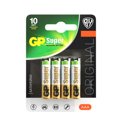 Батарейки AAA GP Super BY Original 4шт 24AGM-2CR4 в блистере