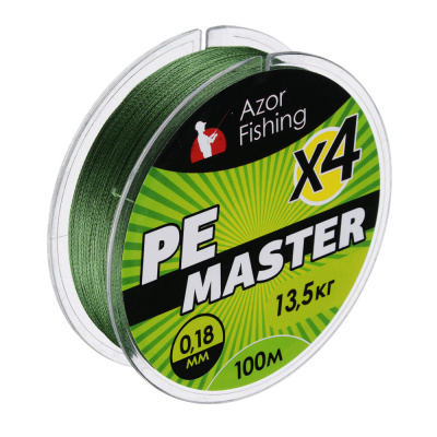 Леска плетеная "PE Мастер" тм AZOR FISHING, 100м, 0,18мм, 13,5кг, зеленая