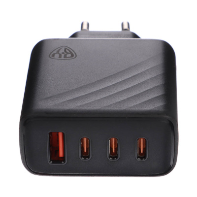 Сетевое зарядное устройство BY PRO 65Вт GaN,QC,PD,PPS,USB-A,3xType-C,110-240В,50-60Гц, пластик,чёрн.