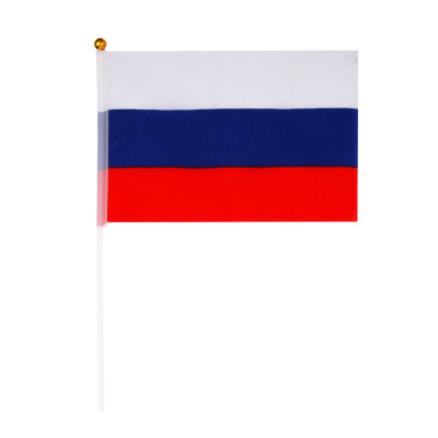 Флаг Россия малый тм Мечтай, 14х21 см, шток 30 см