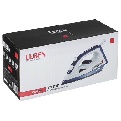 LEBEN Утюг 1300ВТ отпар, тефлон шнур 1,35м