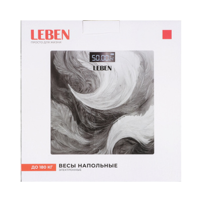 LEBEN Весы напольные электронные "Grey", ЖК-дисплей, макс. нагр.до 180кг