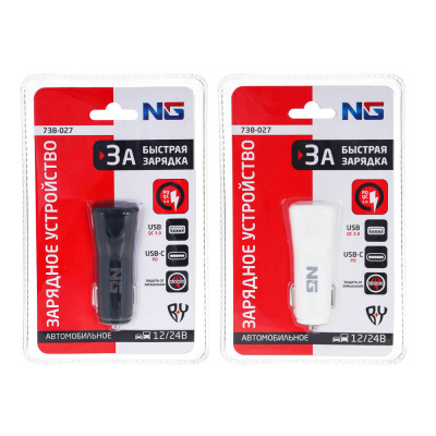 ЕРМАК Зарядное устройство в авто, USB QC3.0+PD, 5V-3A, 9V-3A, 12V-2,5A, металл