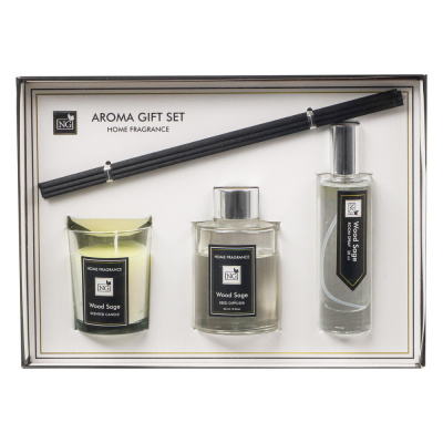 NEW GALAXY Набор Home ароматизатор-диффузор, спрей и свеча, 60, 30мл 50г wood sage,white flower,pear